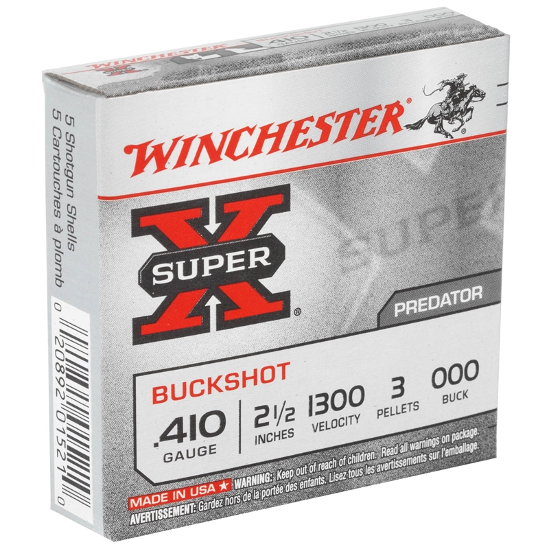 Winchester Super-X .410 Bore Ammo 2 1/2" 000 Buckshot 3 Pellets - XB41000