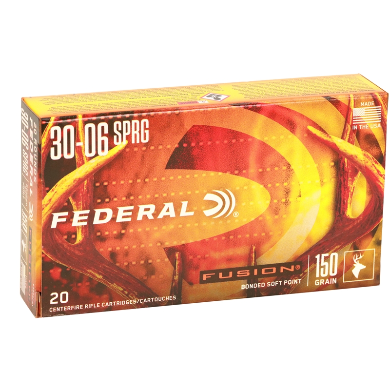 Federal Fusion 30-06 Springfield Ammo 150 Grain Bonded Soft Point Spitzer Boat Tail - F3006FS1