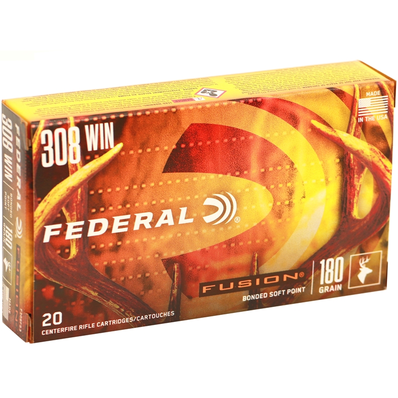 Federal Fusion 308 Winchester Ammo 180 Grain Bonded Soft Point - F308FS3