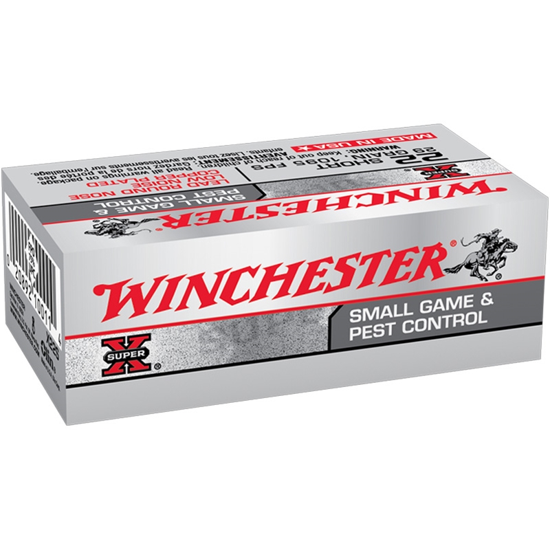 Winchester Super-X 22 Short Ammo 29 Grain Copper Plated Lead Round Nose - X22S