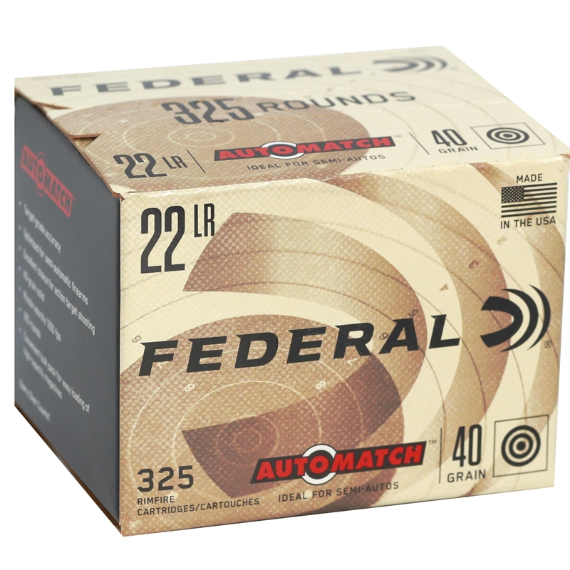 Federal Champion AutoMatch 22 Long Rifle Ammo 40 Grain Lead Round Nose 325 Rounds - AM22