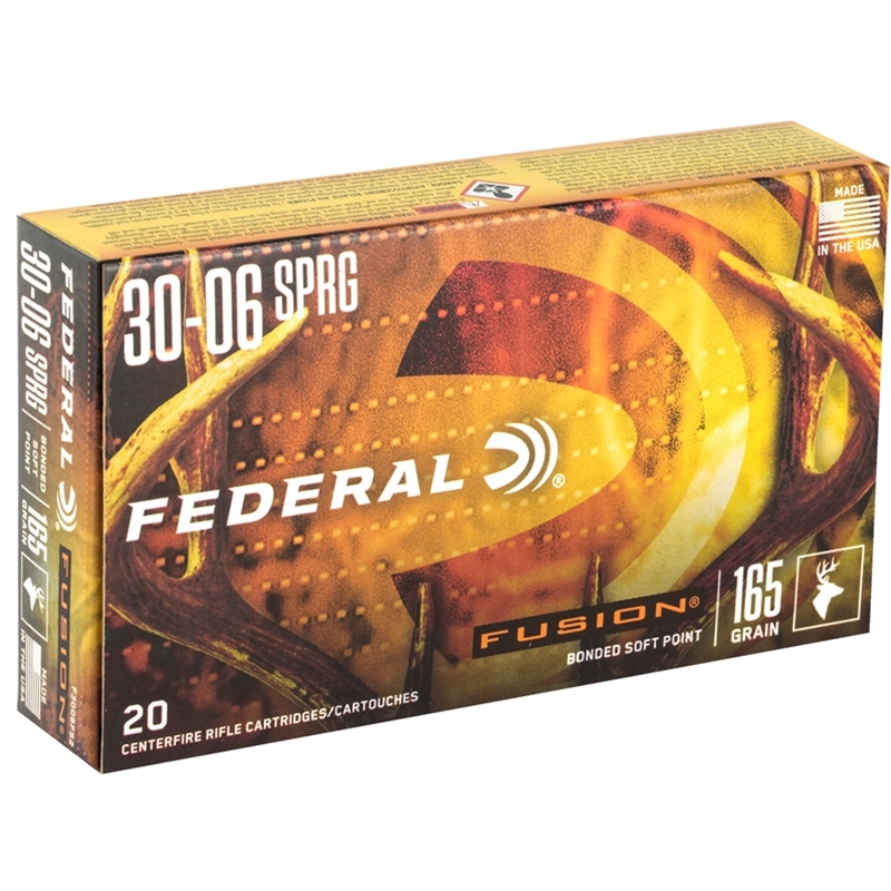 Federal Premium Fusion .30‑06 Springfield Ammo 180 Grain Spitzer Boat Tail Soft Point - F3006FS3