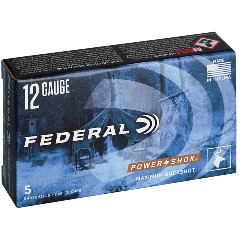 ​Federal Power-Shok 12 Gauge Ammo 2 3/4" 000 Buckshot 8 Pellets - F127 000