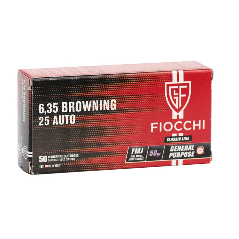 Fiocchi 6,35 Browning 25 ACP AUTO Ammo 50 Grain Full Metal Jacket - 25AP