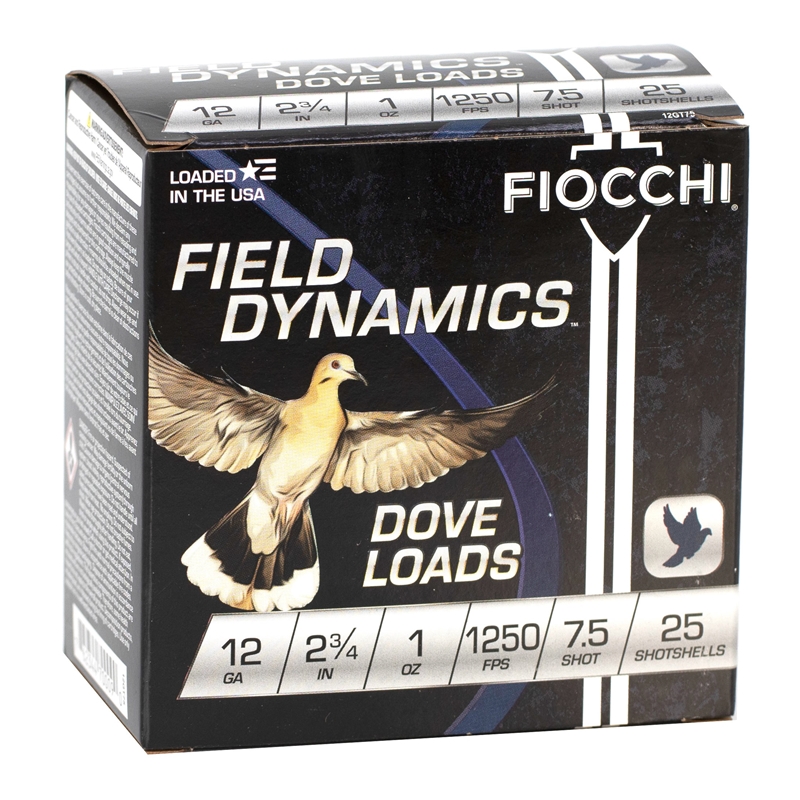 Fiocchi Field Dynamics 12 Gauge Ammo 2 3/4" 1oz. #7 Shot - 12GT75