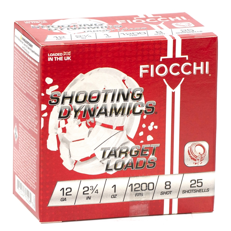 Fiocchi Shooting Dynamics 12 Gauge Ammo 2 3/4" 1oz. #8 Shot Target  250 Rounds - 12SD1H8