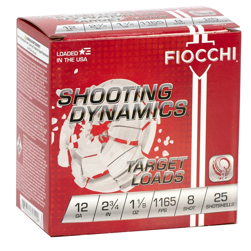 Fiocchi Shooting Dynamics 12 Gauge Ammo 2-3/4" 1 1/8oz. #8 Shot Target Load