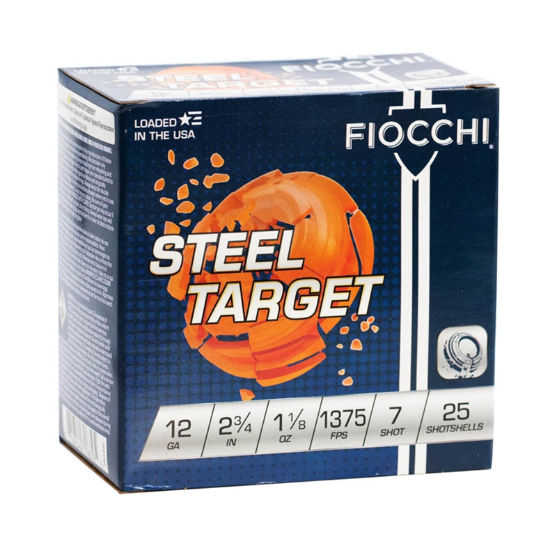 Fiocchi Steel Target 12 Gauge Ammo 1 1/8 oz 2 ¾″ #7 Steel Shot 410 Pellets – 12S1187