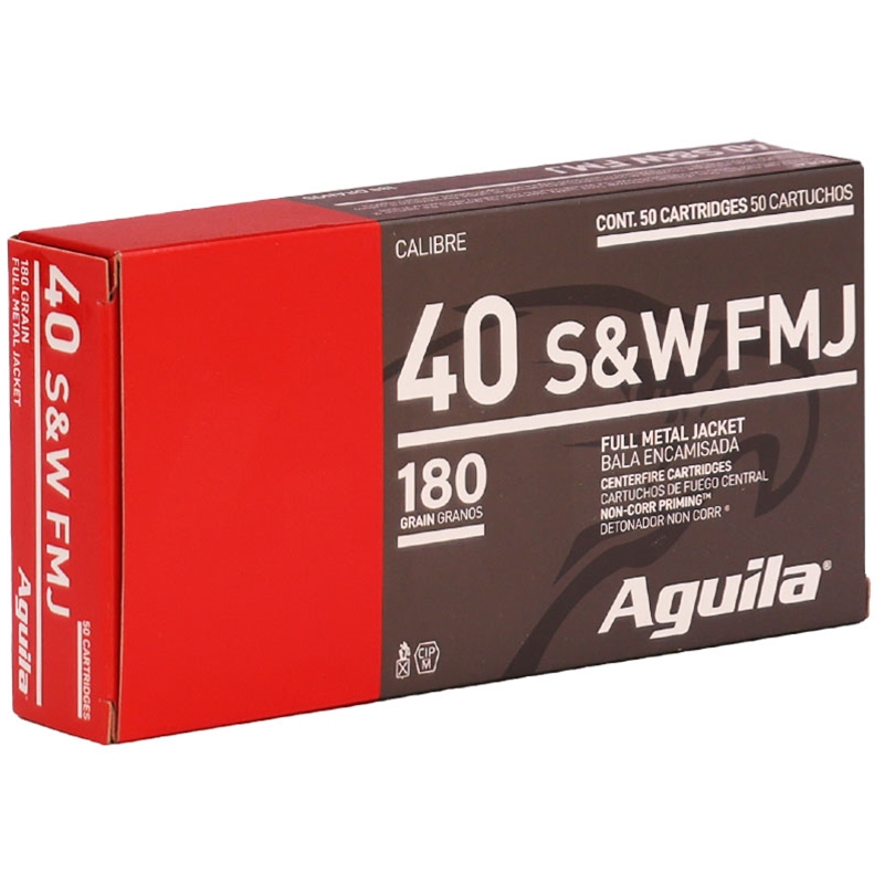 Aguila 40 S&W Ammo 180 Grain Full Metal Jacket Flat Nose - 1E402110