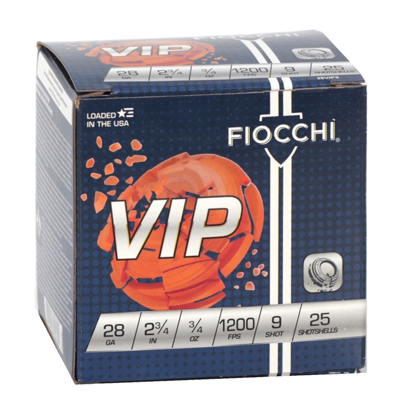 Fiocchi Exacta Target VIP 28 Gauge Ammo 2 3/4" 3/4 oz. #9 Shot - 28VIP9