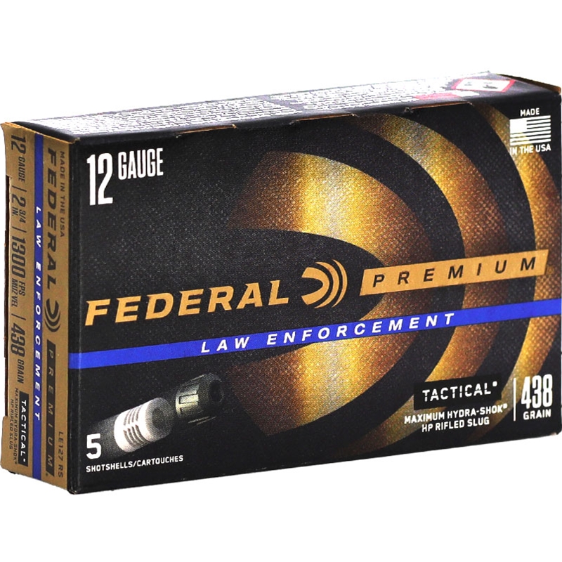 Federal Law Enforcement 12 Gauge Ammo 2-¾” 1 oz Hydra-Shok Rifled Slug - LE127RS