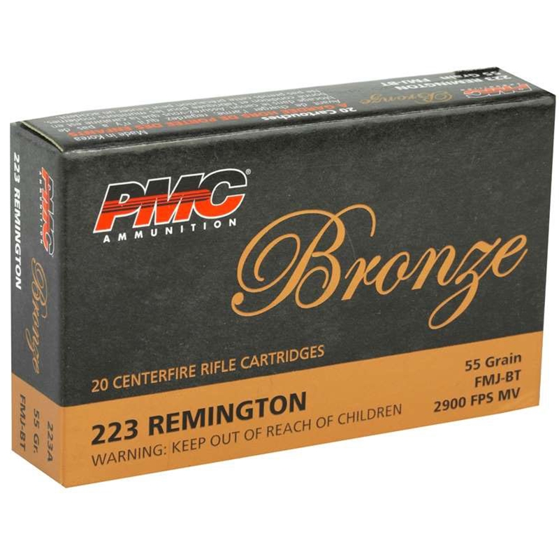 PMC Bronze 223 Ammo 55 Grain Full Metal Jacket Boat Tail - PMC223A