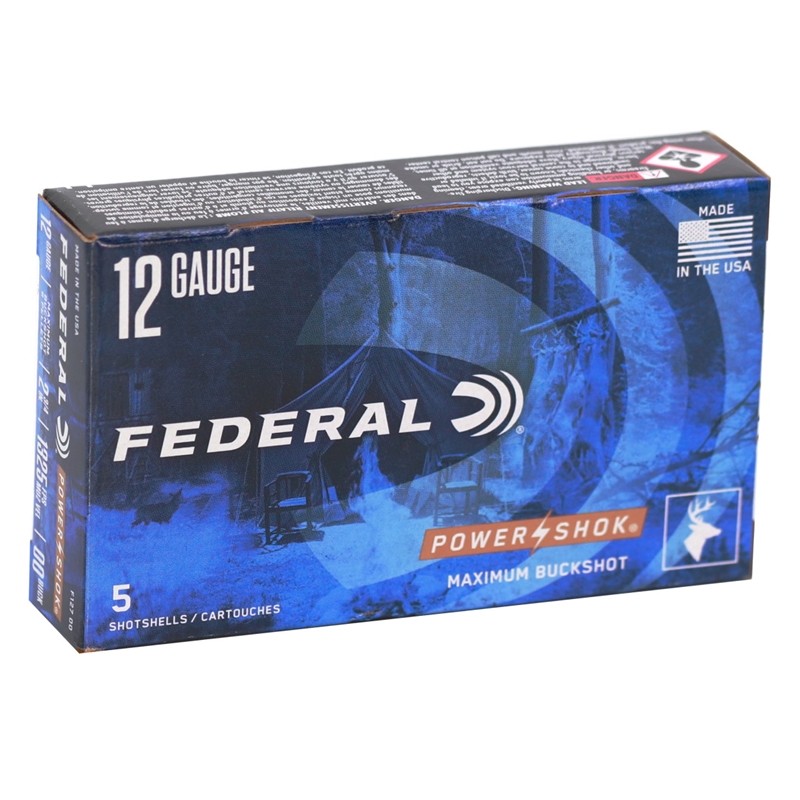 Federal Power-Shok 12 Gauge Ammo 2-3/4" 00 Buckshot 9 Pellets - F127 00