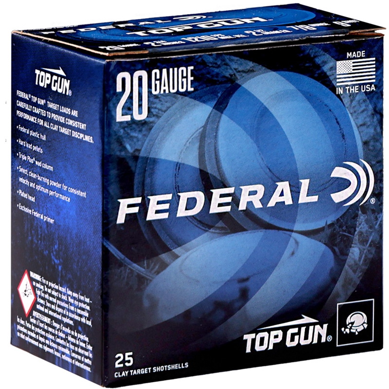 Federal Top Gun 20 Gauge Ammo 2 3/4" 7/8oz #9 Shot Target 250 Rounds