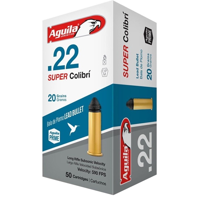 Aguila Super Colibri 22 Long Rifle Ammo 20 Grain Lead Solid Point - 1B220339 
