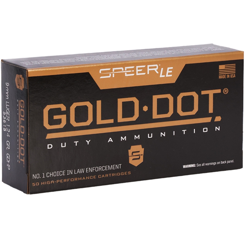 Speer Gold Dot LE Duty 9mm Ammo 124 Grain Jacketed Hollow Point - 53618