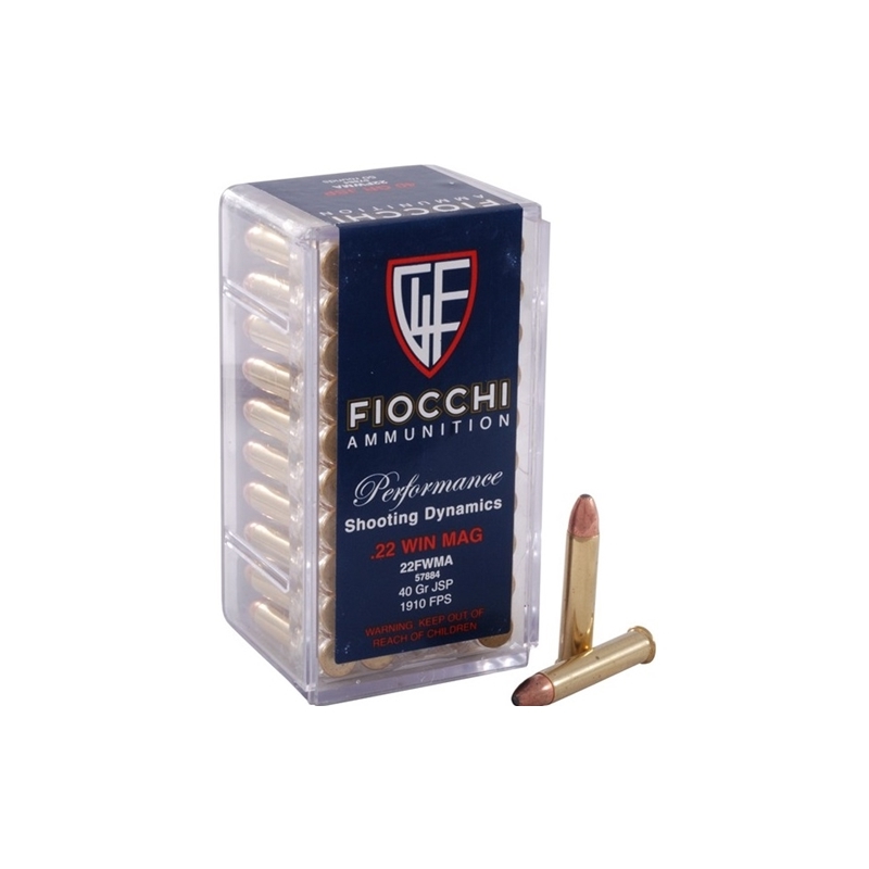 Fiocchi 22 WMR Ammo 40 Grain Jacketed Soft Point - 22FWMA