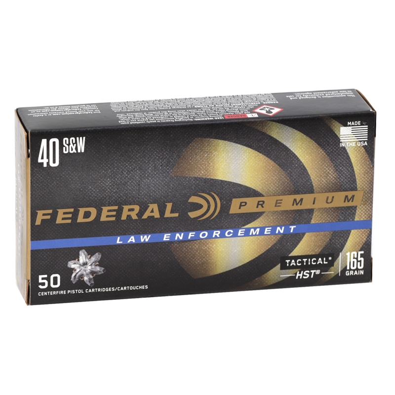 Federal Law Enforcement 40 S&W Ammo 165 Grain HST Jacketed Hollow Point -  P40HST3