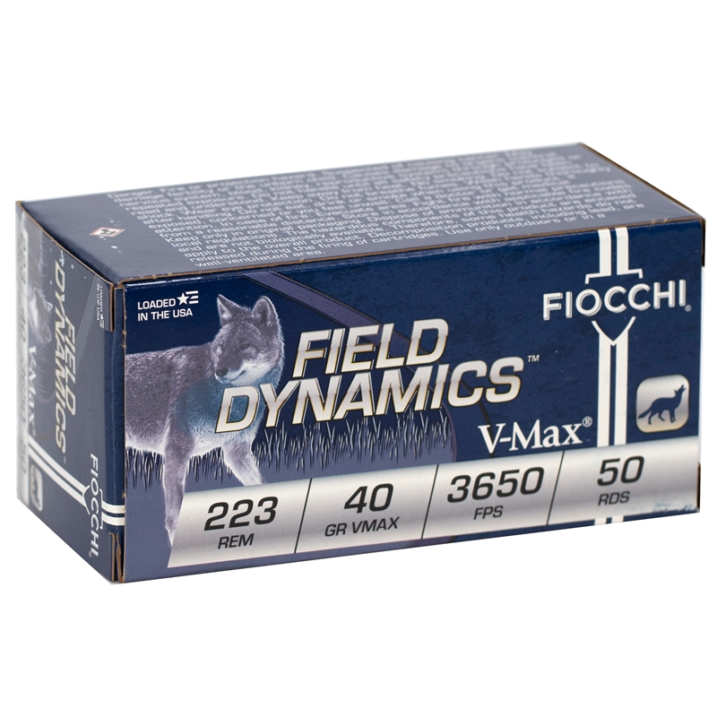 Fiocchi Field Dynamics 223 Ammo 40 Grain Hornady V-Max - 223HVB50