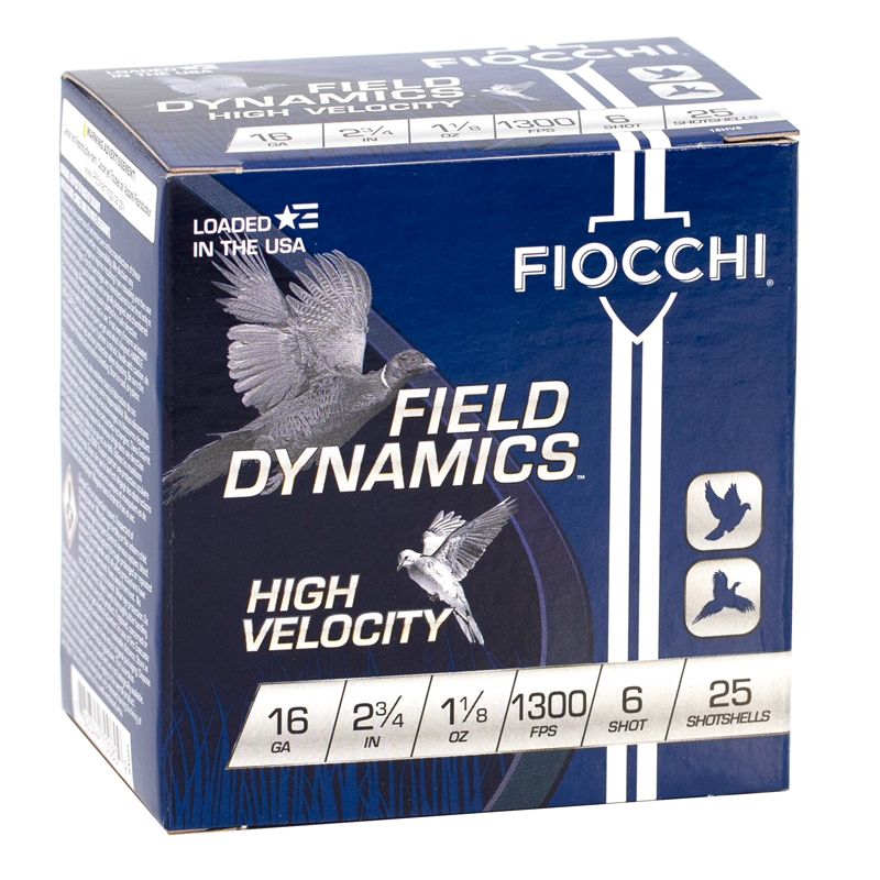 Fiocchi High Velocity 16 Gauge Ammo 2 3/4" 1 1/8 oz #6 Lead Shot - 16HV6