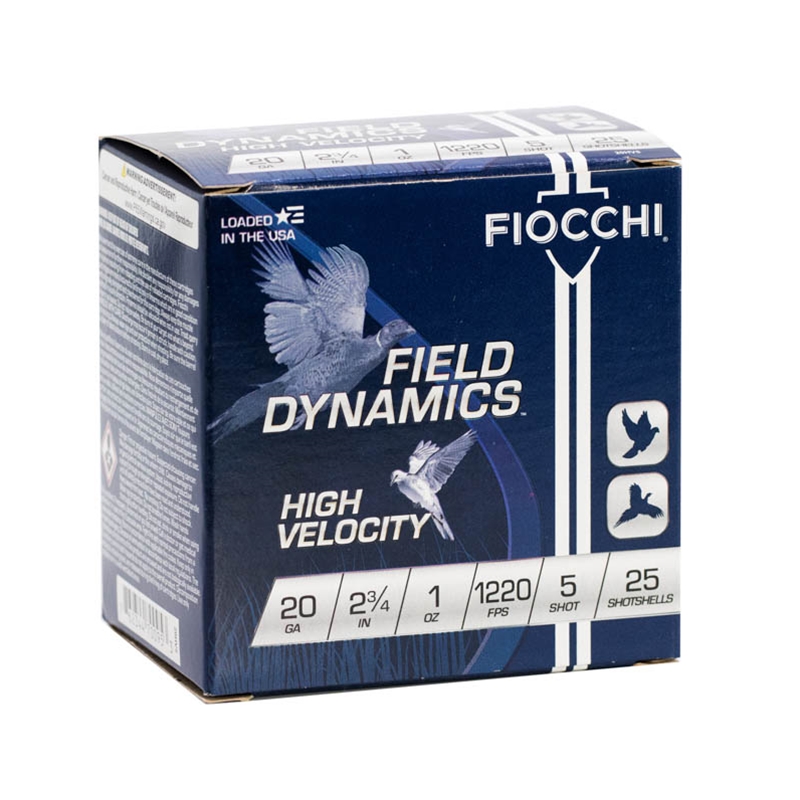 Fiocchi Field Dynamics High Velocity 20 Gauge Ammo 2 3/4″ 1 oz #5 Lead Shot 226 Pellets – 20HV5