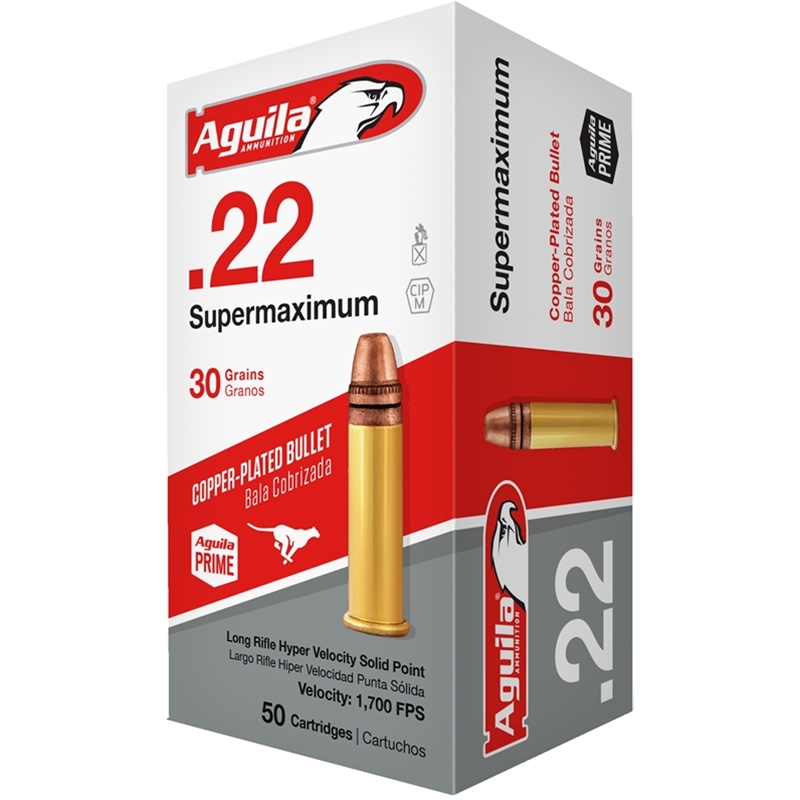 Aguila Super Maximum 22 Long Rifle Ammo 30 Grain Plated Solid Point - 1B222298