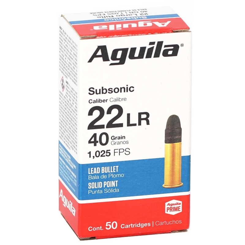 Aguila Subsonic 22 Long Rifle Ammo 40 Grain Lead Solid Point - 1B220269