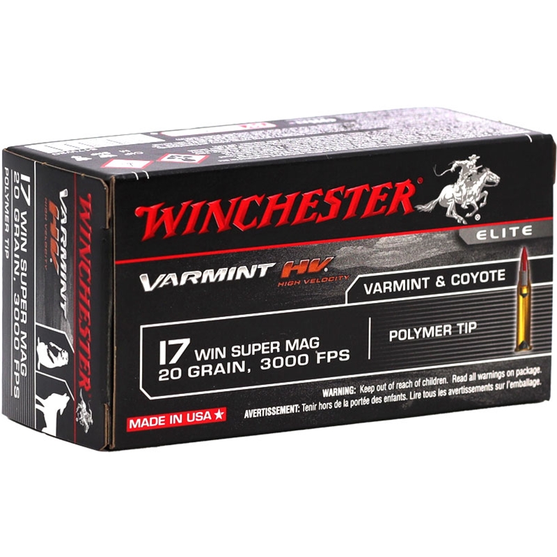 Winchester Varmint HV 17 Winchester Super Magnum Ammo 20 Grain Polymer Tip - S17W20