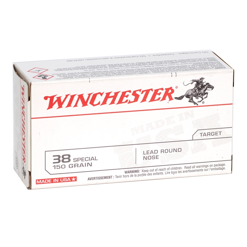 Winchester USA 38 Special Ammo 150 Grain Lead Round Nose - Q4196