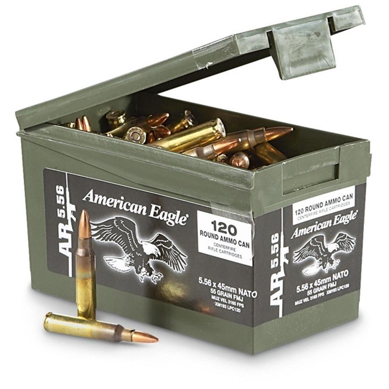 Federal American Eagle 5.56mm NATO Ammo 55 Grain Full Metal Jacket - XM193 LPC120