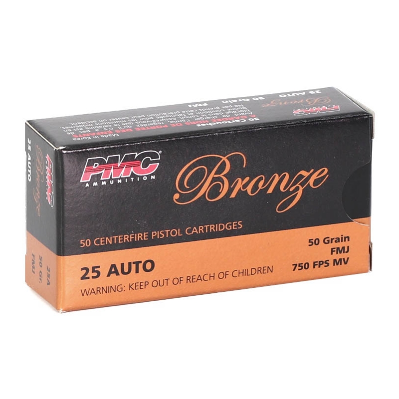 PMC Bronze 25 ACP Auto Ammo 50 Grain Full Metal Jacket - 25A