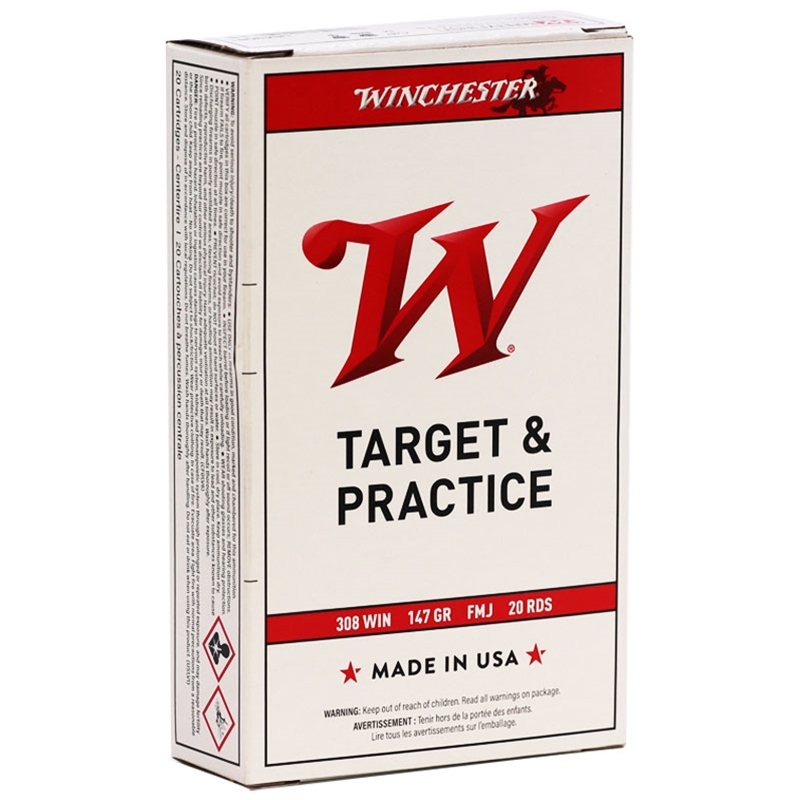 Winchester USA 308 Winchester Ammo 147 Grain Full Metal Jacket Boat Tail - USA3081