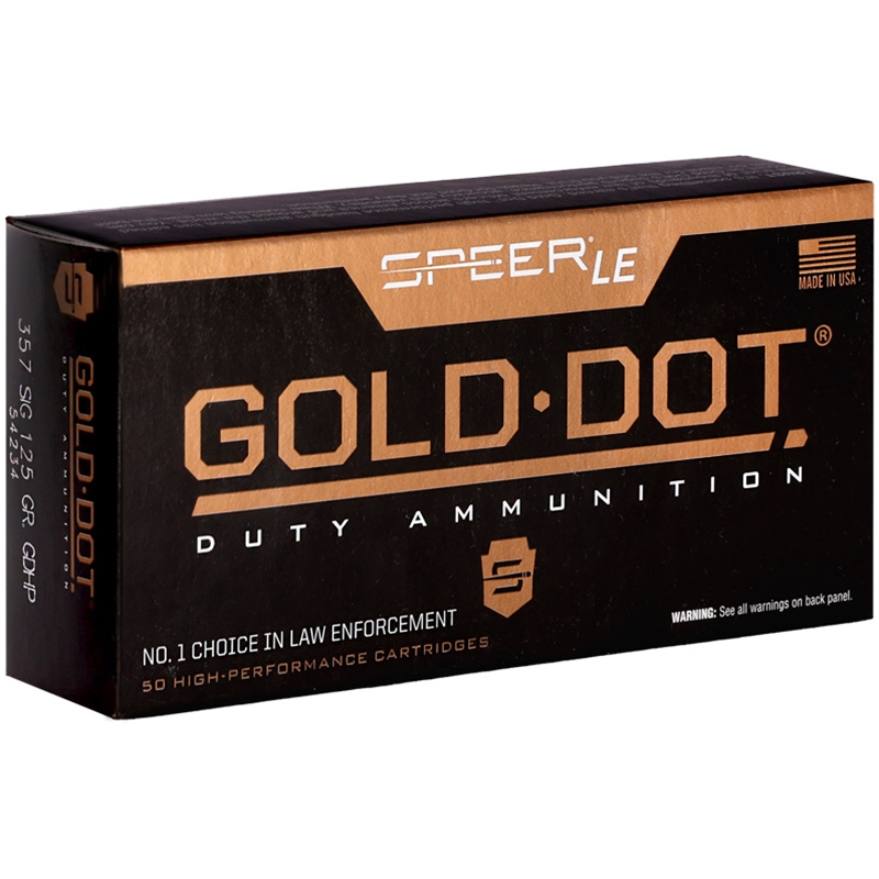 Speer Gold Dot LE 357 SIG Ammo 125 Grain Jacketed Hollow Point - 54234
