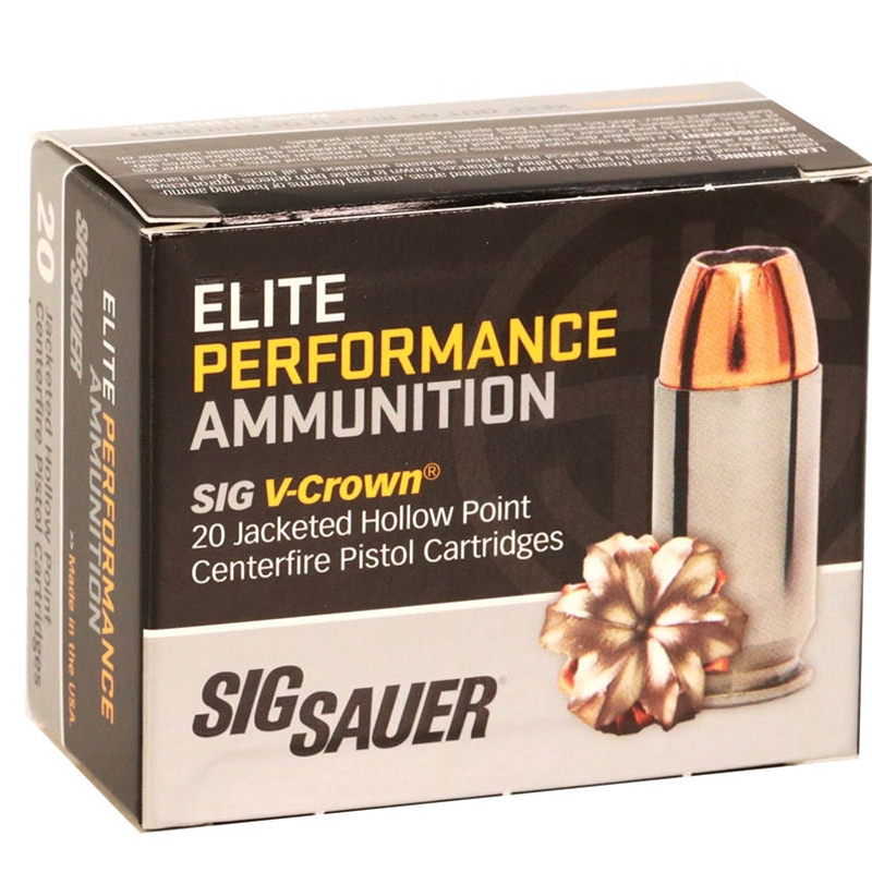 Sig Sauer Elite Performance 40 S&W Ammo 165 Grain V-Crown Jacketed Hollow Point - E40SW1-20