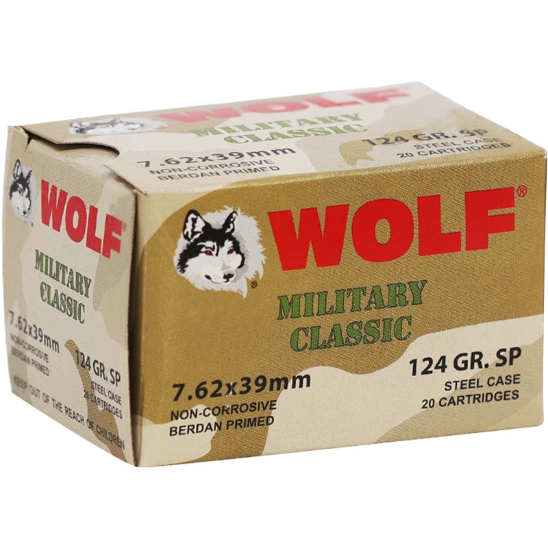Wolf Military Classic 7.62x39mm Ammo 124 Grain Soft Point - MC762SP