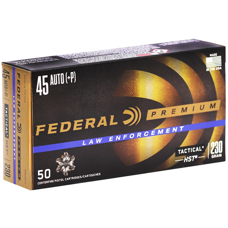Federal Premium Law Enforcement HST 45 ACP AUTO Ammo 230 Grain +P  Jacketed Hollow Point - P45HST1
