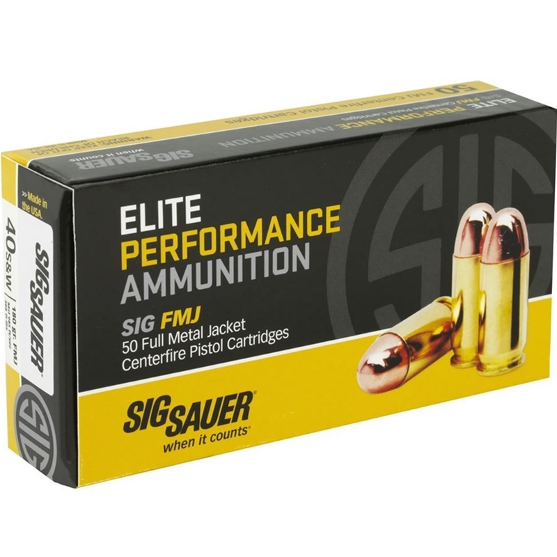 Sig Sauer Elite Performance 40 S&W Ammo 180 Grain Full Metal Jacket - E40SB250