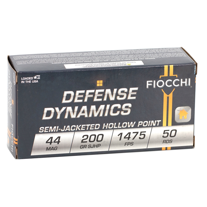 Fiocchi Defense Dynamics 44 Remington Magnum Ammo 200 Grain Semi Jacketed Hollow Point - 44B500