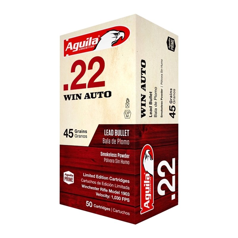 Aguila 22 Winchester Automatic Ammo 45 Grain Lead Round Nose