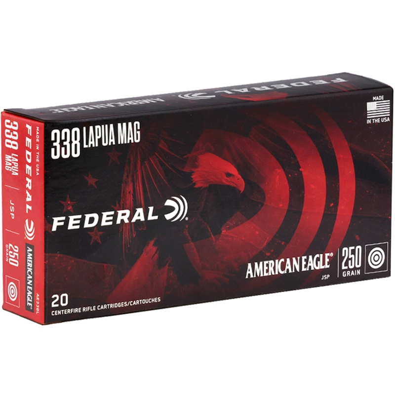 Federal American Eagle 338 Lapua Ammo 250 Grain Jacketed Soft Point - AE338L