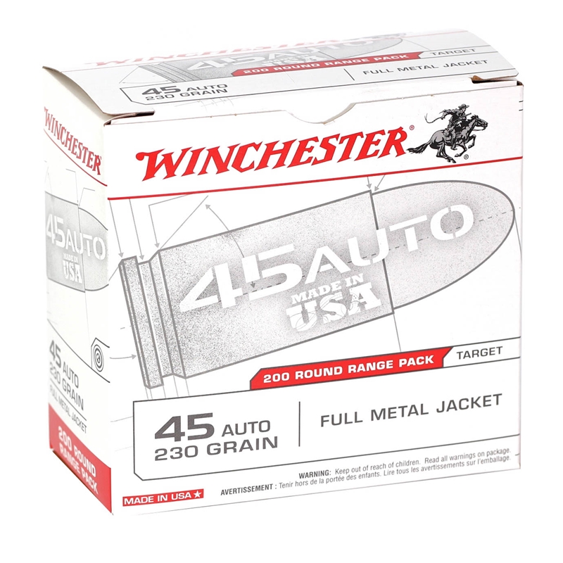 Winchester USA 45 ACP AUTO Ammo 230 Grain Full Metal Jacket - USA45W