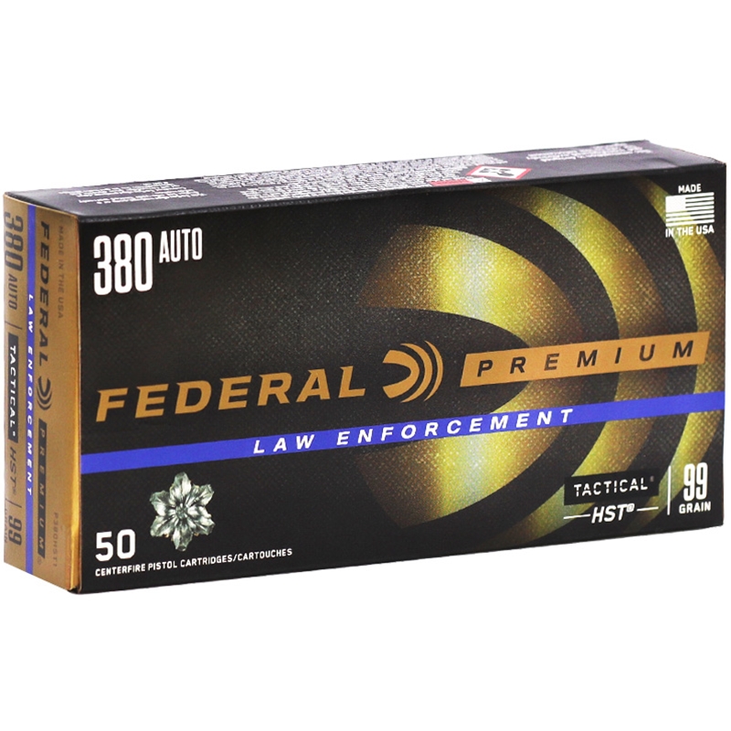 Federal Premium Law Enforcement HST 380 ACP AUTO Ammo 99 Grain Jacketed Hollow Point - P380HST1