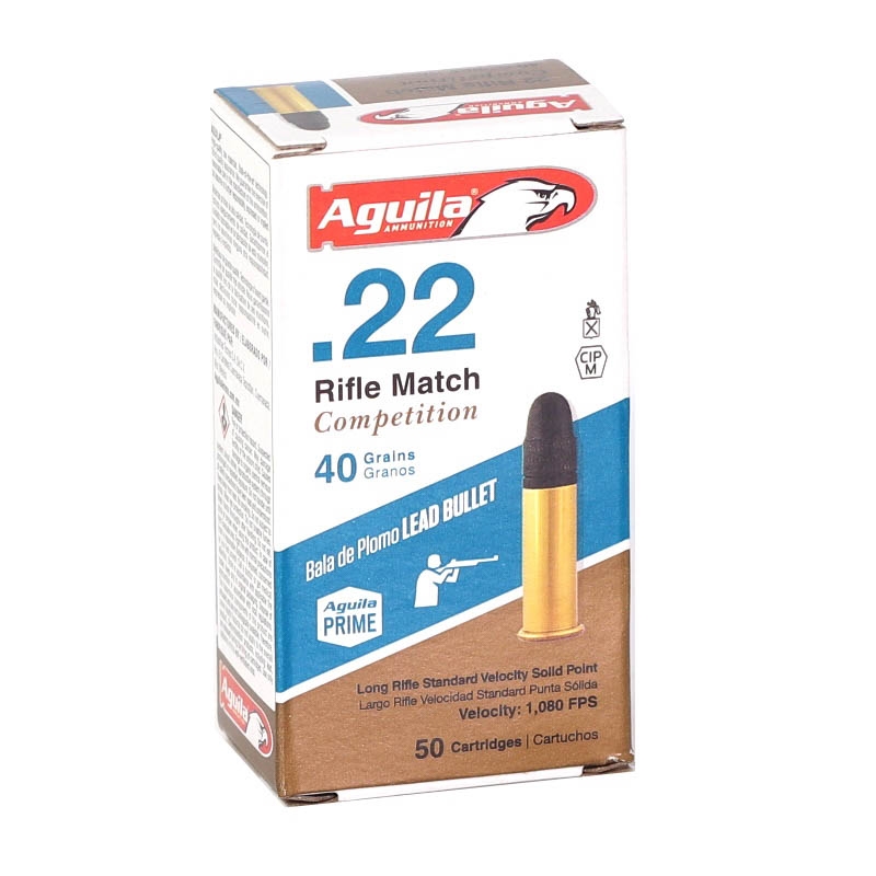 Aguila Rifle Match 22 Long Rifle Ammo 40 Grain Lead Round Nose - 1B220518