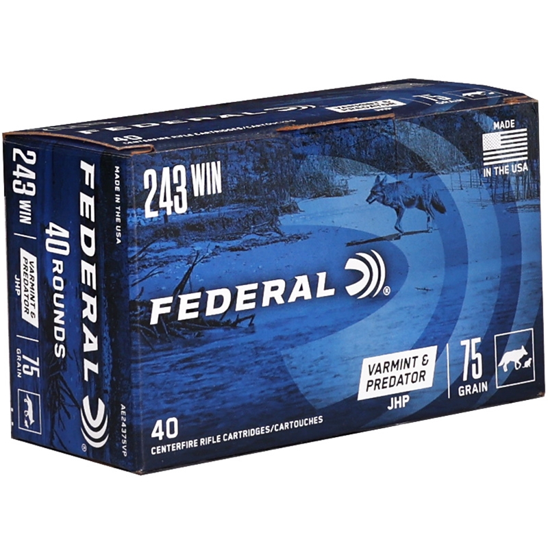 Federal American Eagle 243 Winchester Ammo 75 Grain Jacketed Hollow Point – AE24375VP