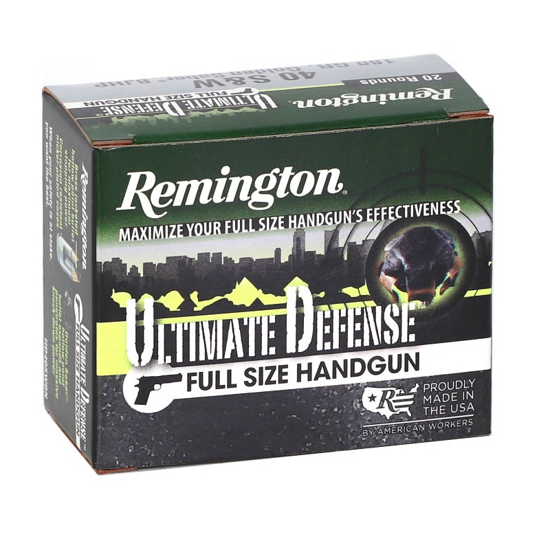 Remington Ultimate Defense 40 S&W Ammo 180 Grain Brass Jacketed Hollow Point - HD40SWBN