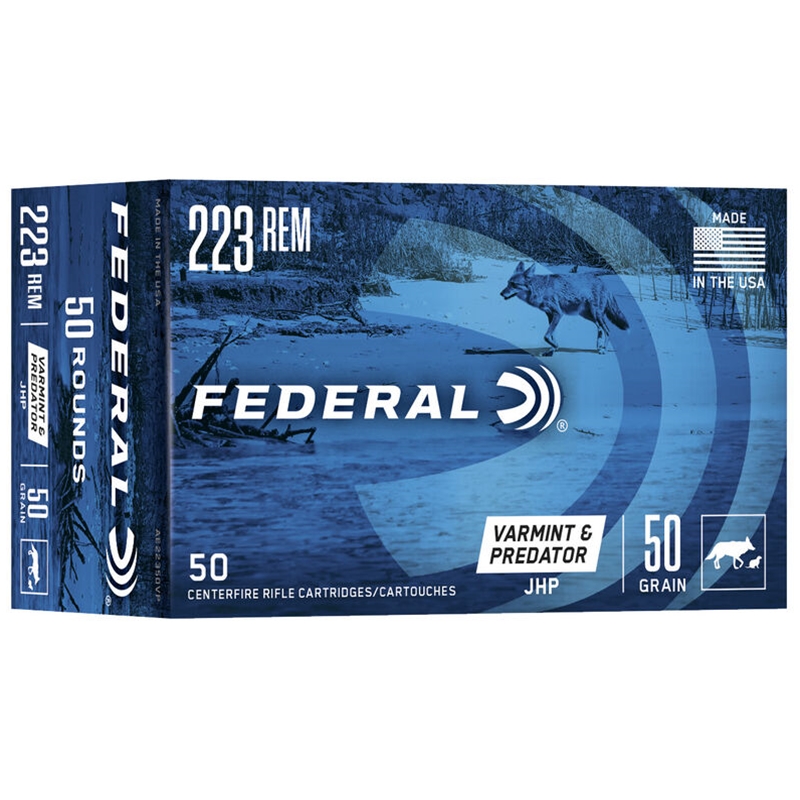 Federal Varmint and Predator 223 Ammo 50 Grain Jacketed Hollow Point - AE22350VP
