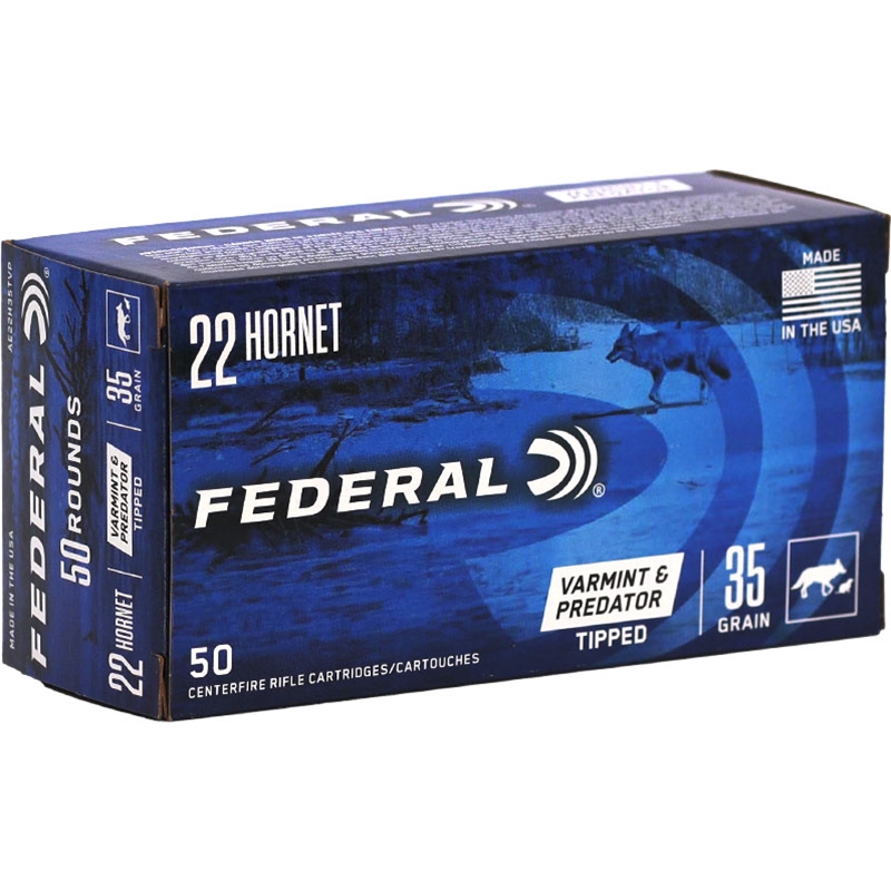 Federal Varmint & Predator 22 Hornet Ammo 35 Grain Tipped Varmint - AE22H35TVP