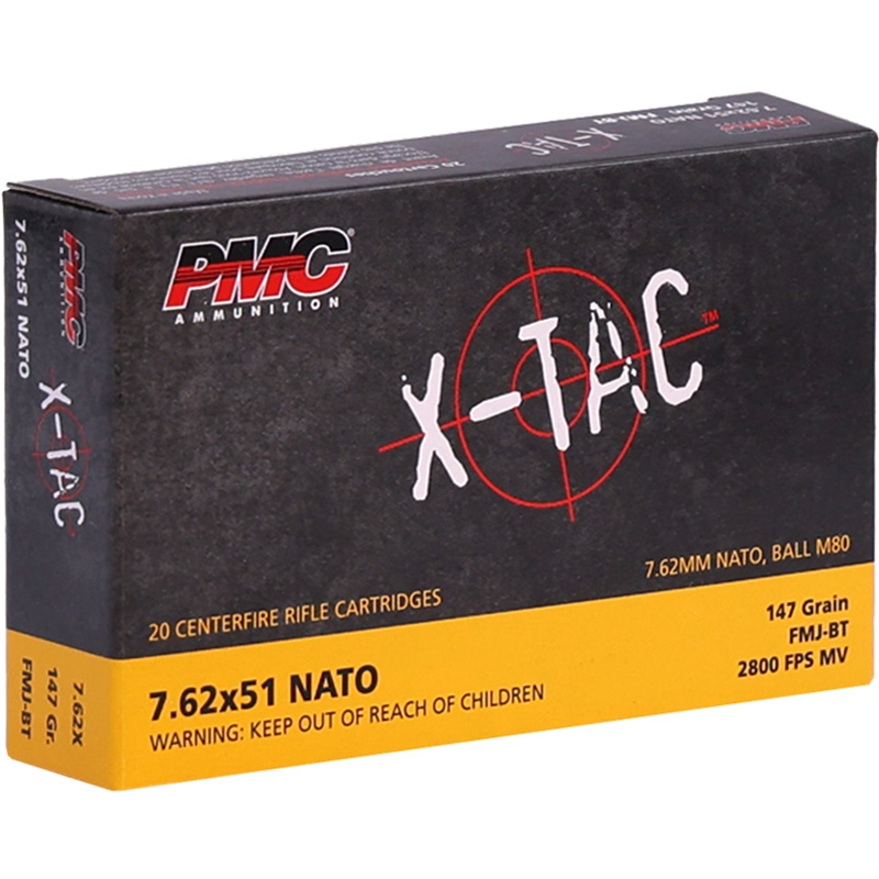PMC X-Tac 7.62x51 NATO Ammo 147 Grain Full Metal Jacket Boat Tail - 7.62X