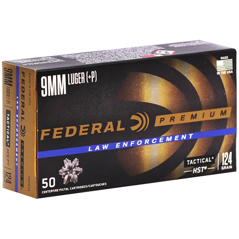 Federal Law Enforcement HST 9mm Ammo 124 Grain +P Jacketed Hollow Point P9HST3
