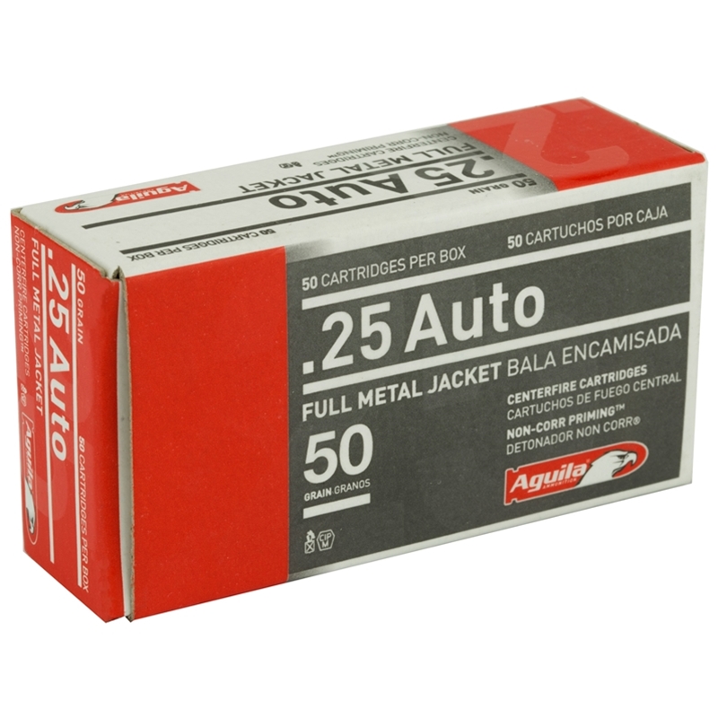 Aguila Ammo 25 ACP Auto Ammo 50 Grain Full Metal Jacket - 1E802110
